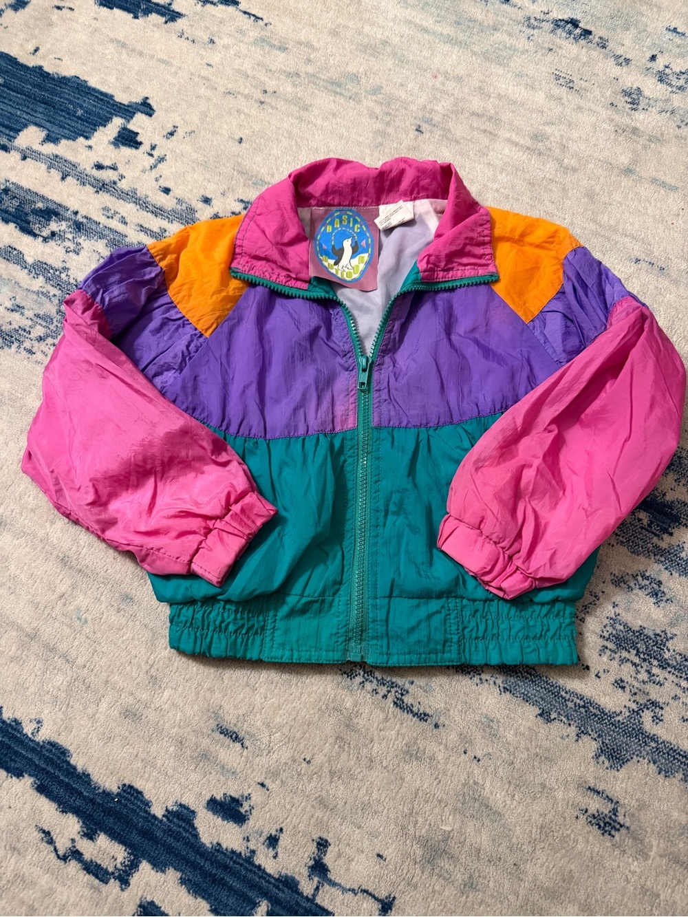 Vintage Basic Outlook Colorblock Kids Wind Breaker Jacket Small Size 4